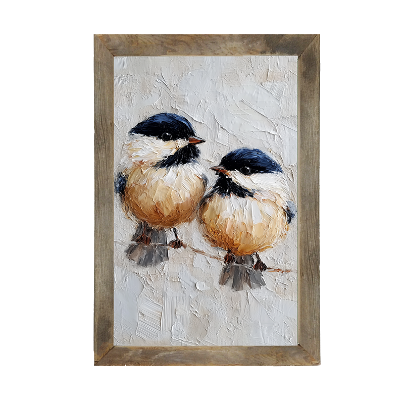 Animal Buddies - Curious Chickadees - Framed Art