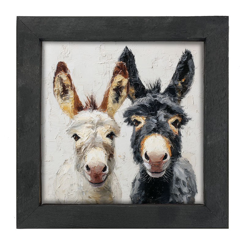 Animal Buddies - Posing Donkeys - Framed Art