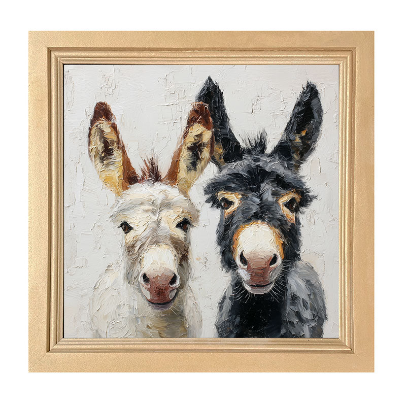 Animal Buddies - Posing Donkeys - Framed Art