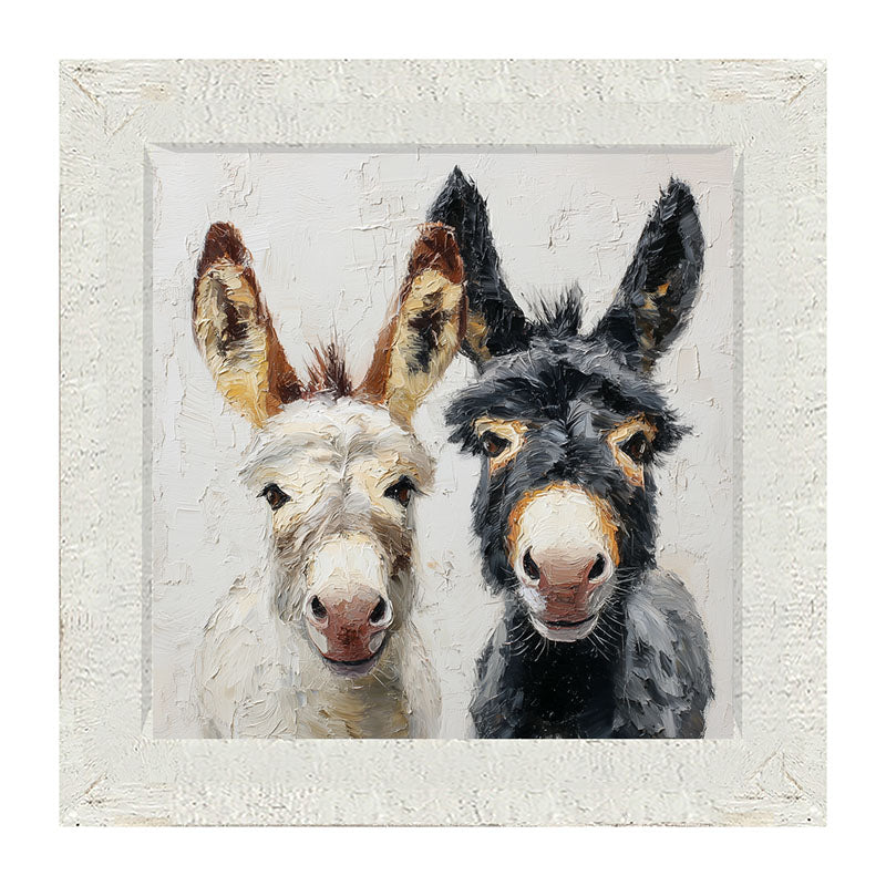Animal Buddies - Posing Donkeys - Framed Art