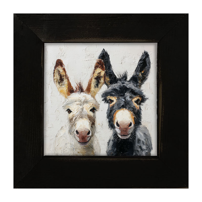 Animal Buddies - Posing Donkeys - Framed Art