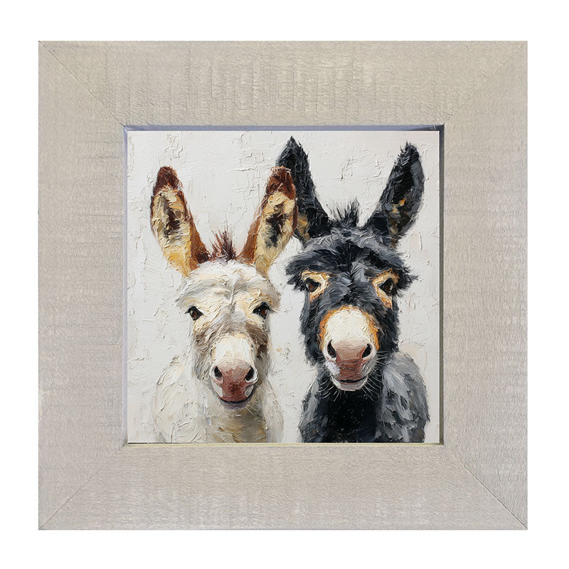 Animal Buddies - Posing Donkeys - Framed Art