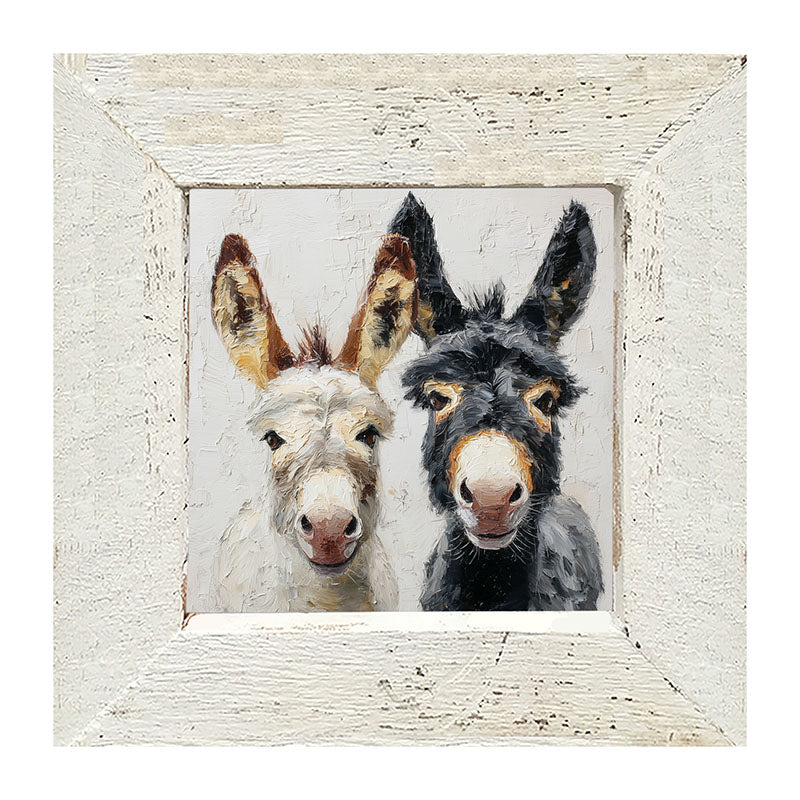 Animal Buddies - Posing Donkeys - Framed Art