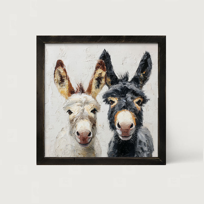 Animal Buddies - Posing Donkeys - Framed Art