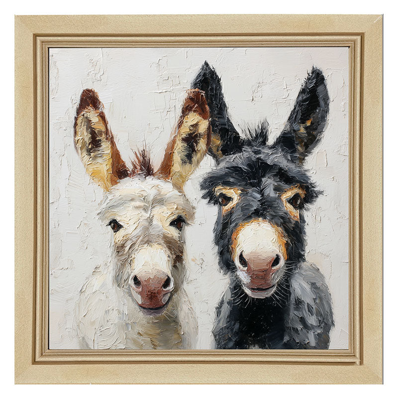 Animal Buddies - Posing Donkeys - Framed Art