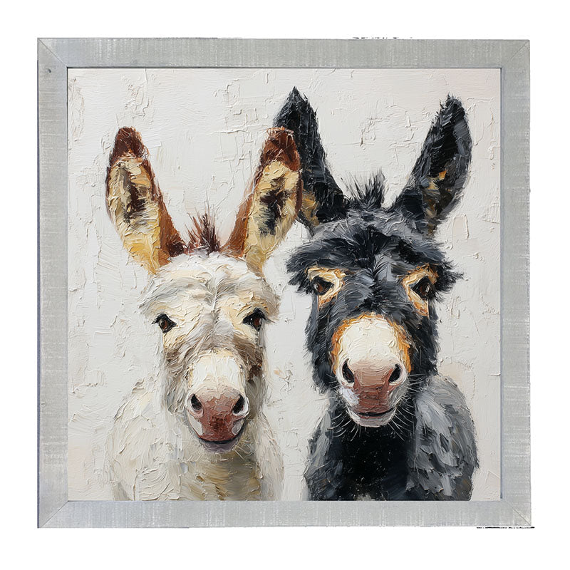 Animal Buddies - Posing Donkeys - Framed Art
