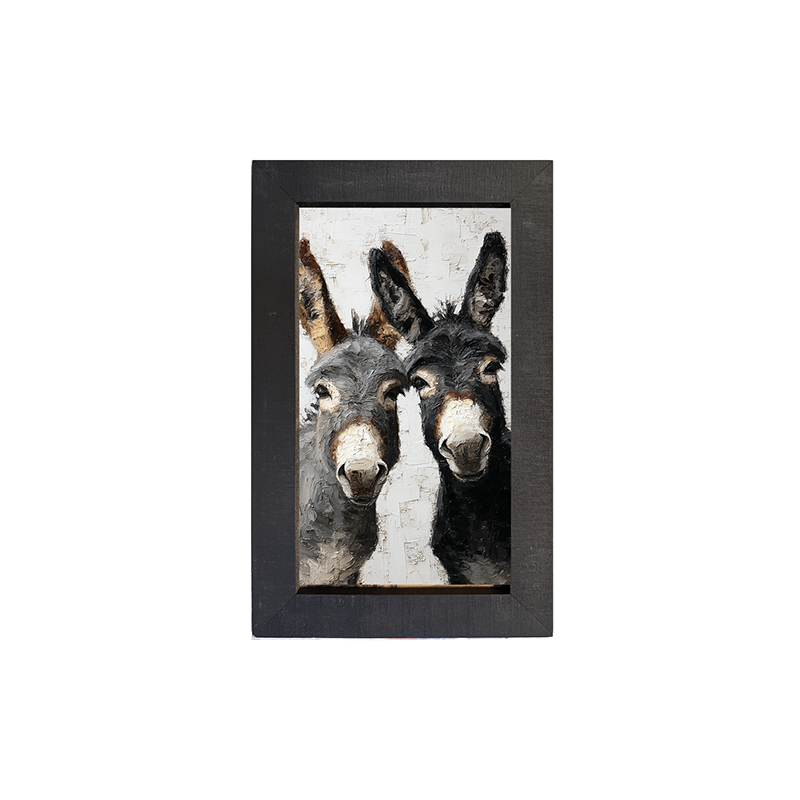 Animal Buddies - Curious Donkeys - Framed Art