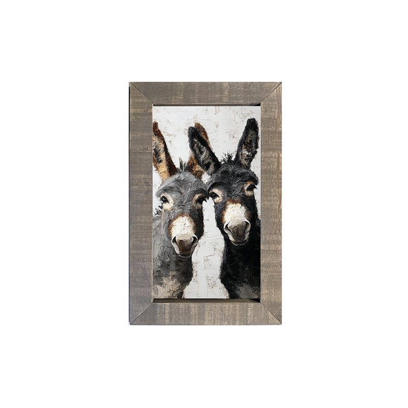 Animal Buddies - Curious Donkeys - Framed Art