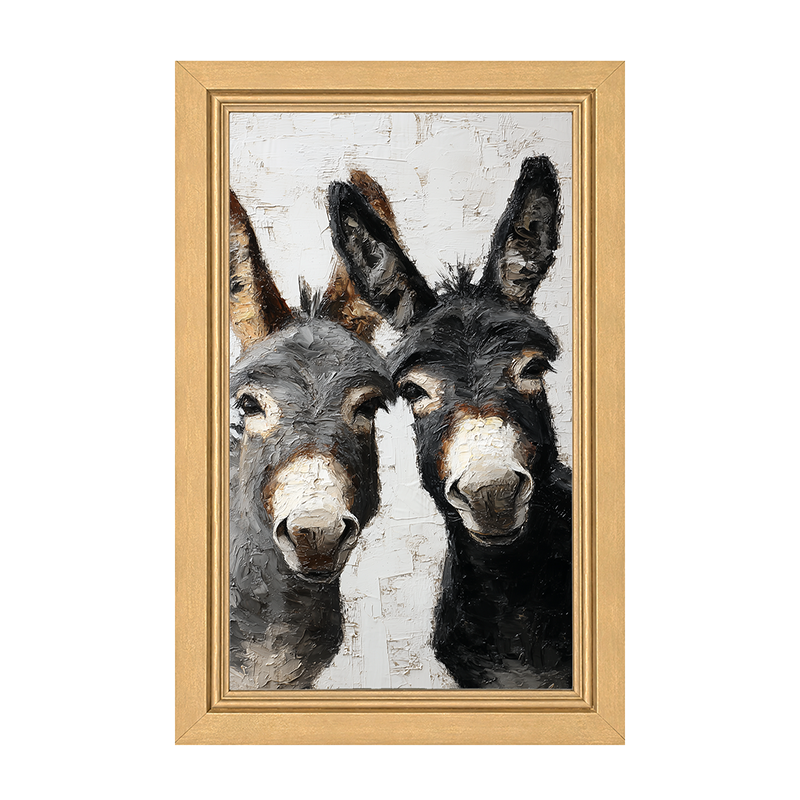 Animal Buddies - Curious Donkeys - Framed Art