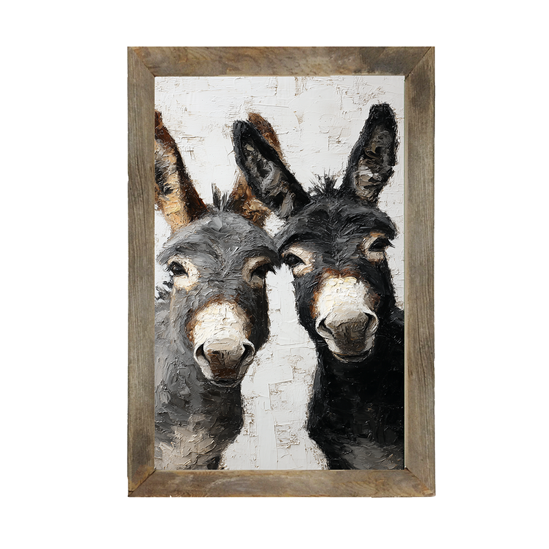 Animal Buddies - Curious Donkeys - Framed Art