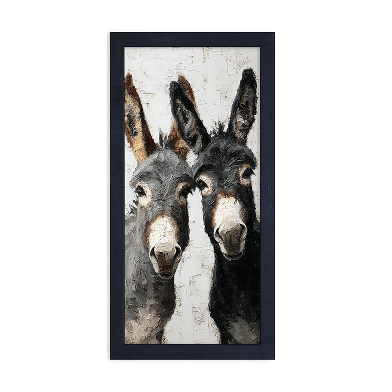 Animal Buddies - Curious Donkeys - Framed Art