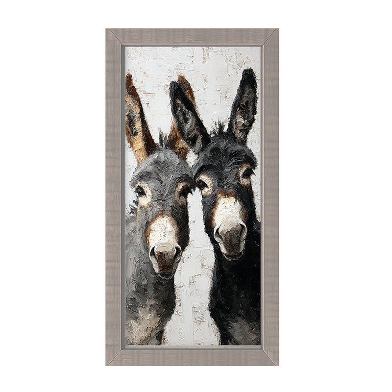 Animal Buddies - Curious Donkeys - Framed Art