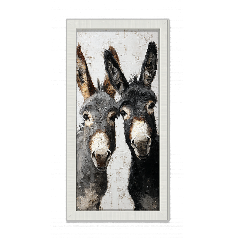 Animal Buddies - Curious Donkeys - Framed Art