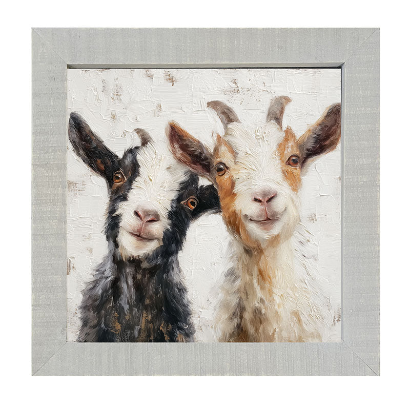 Animal Buddies - Posing Goats - Framed Art