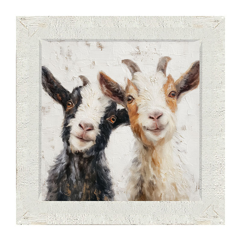 Animal Buddies - Posing Goats - Framed Art