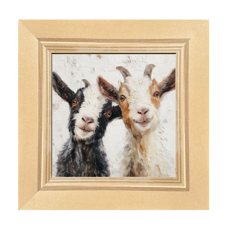 Animal Buddies - Posing Goats - Framed Art
