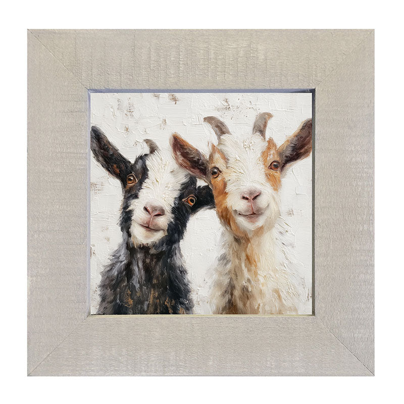 Animal Buddies - Posing Goats - Framed Art