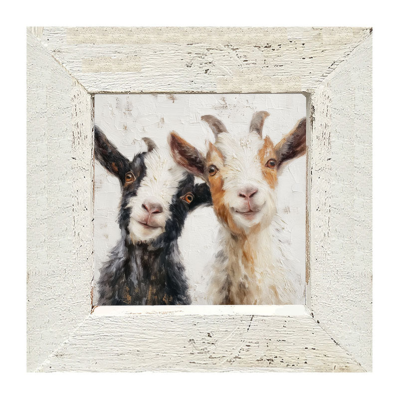 Animal Buddies - Posing Goats - Framed Art