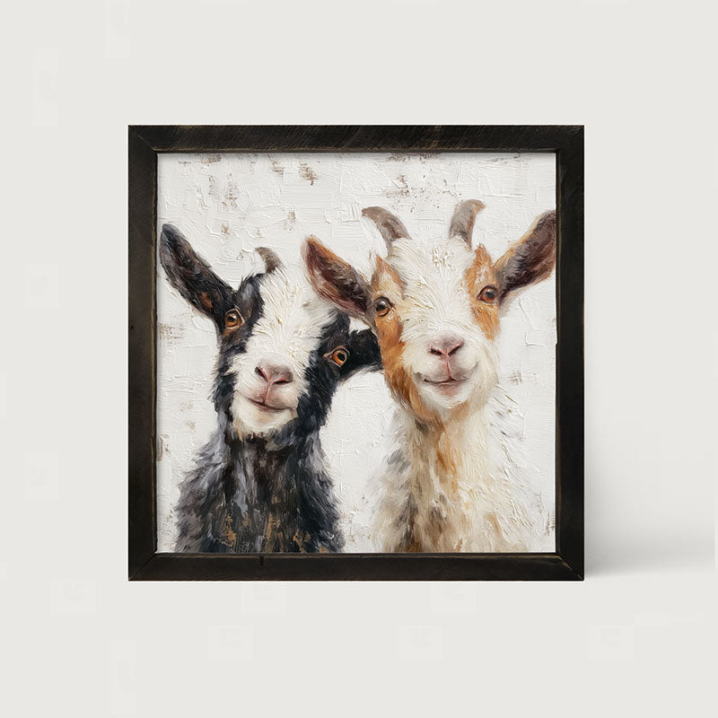 Animal Buddies - Posing Goats - Framed Art