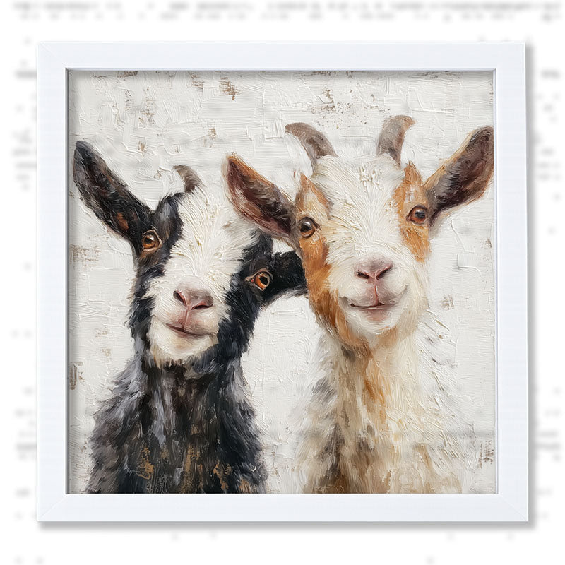 Animal Buddies - Posing Goats - Framed Art
