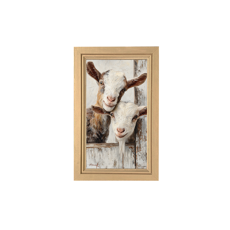 Animal Buddies - Curious Goats - Framed Art