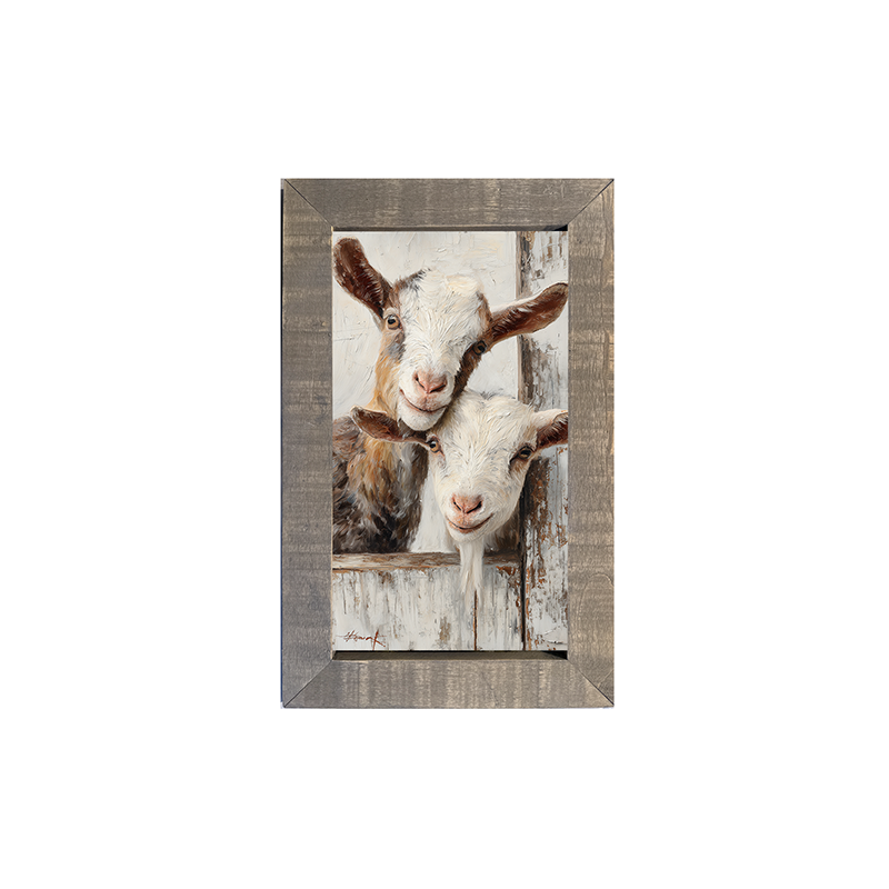 Animal Buddies - Curious Goats - Framed Art