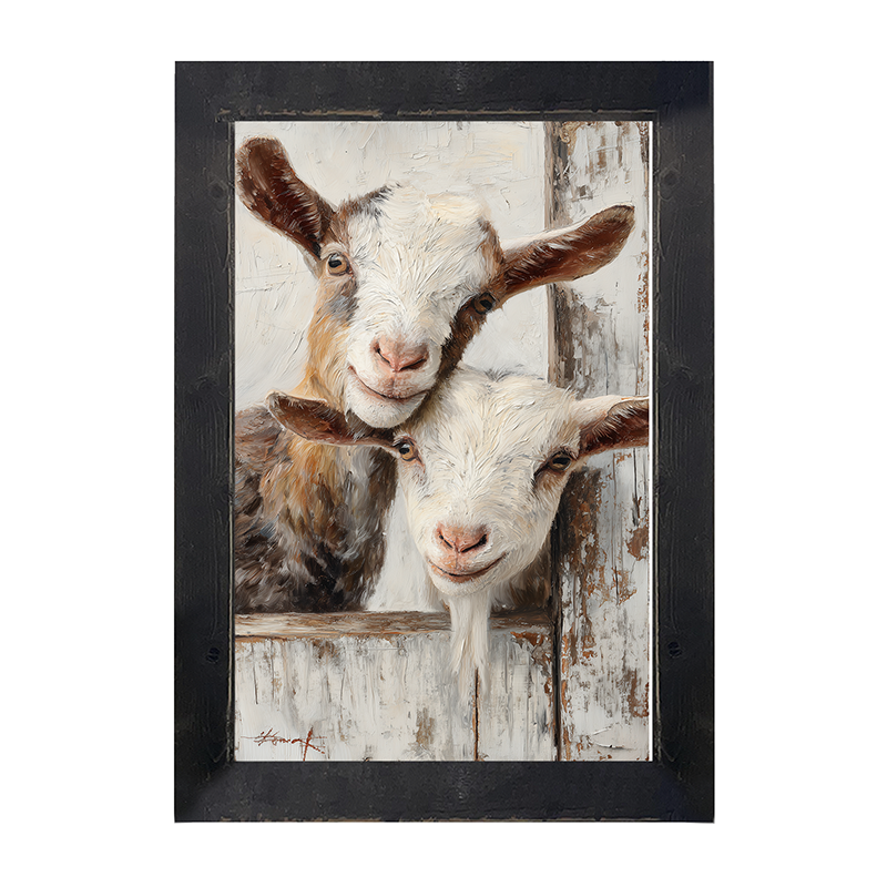 Animal Buddies - Curious Goats - Framed Art