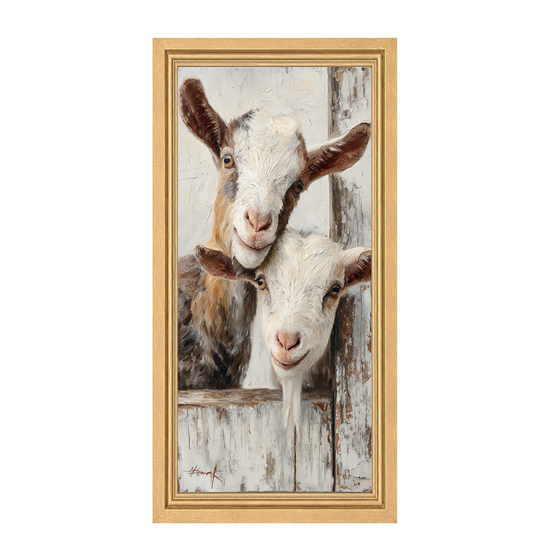 Animal Buddies - Curious Goats - Framed Art