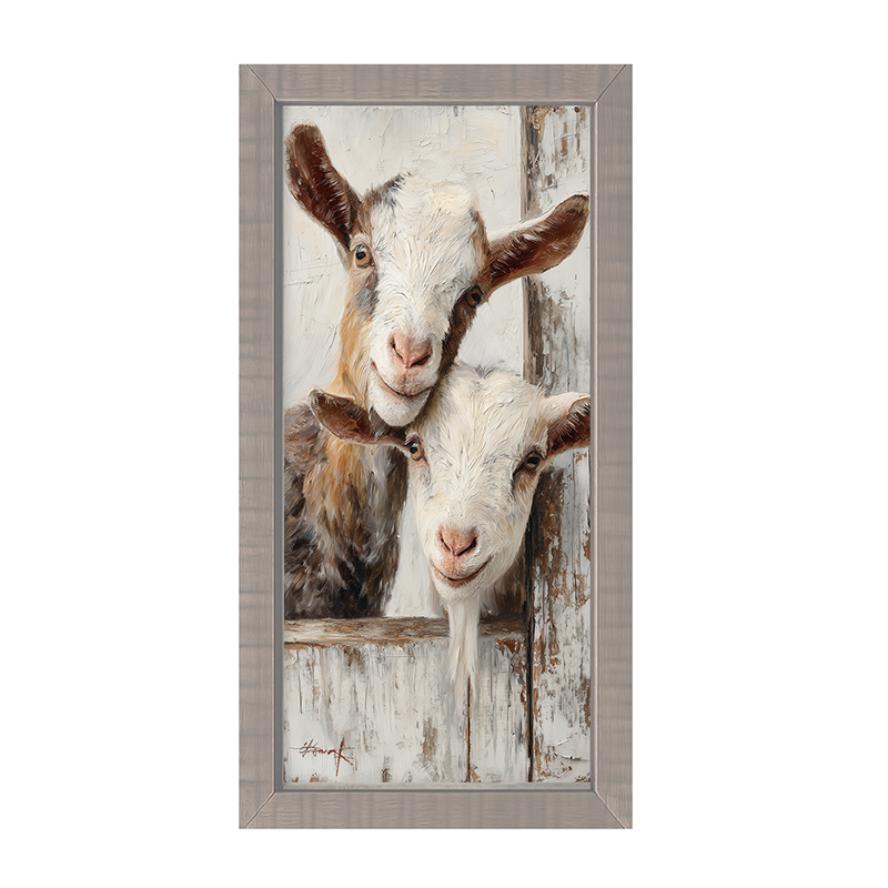Animal Buddies - Curious Goats - Framed Art