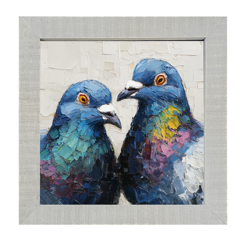 Animal Buddies - Posing Pigeons - Framed Art