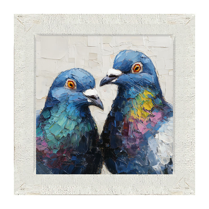 Animal Buddies - Posing Pigeons - Framed Art