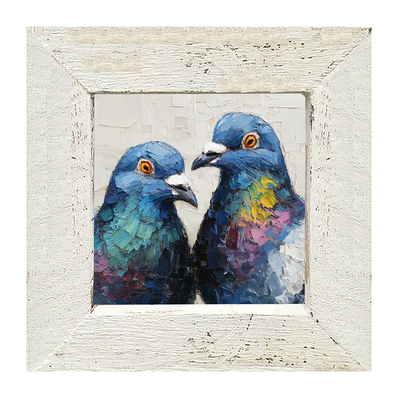 Animal Buddies - Posing Pigeons - Framed Art