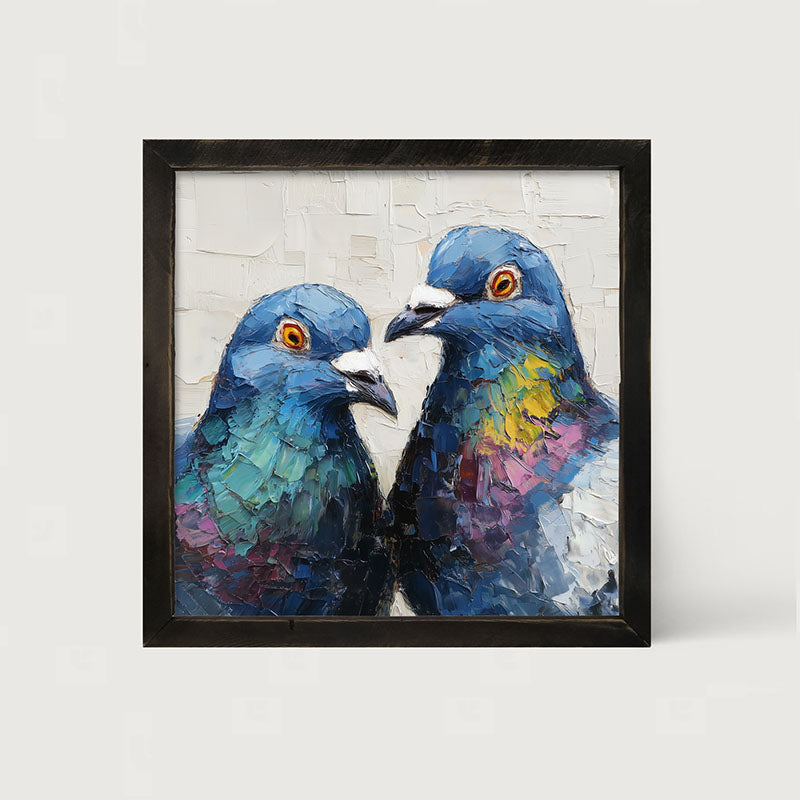 Animal Buddies - Posing Pigeons - Framed Art