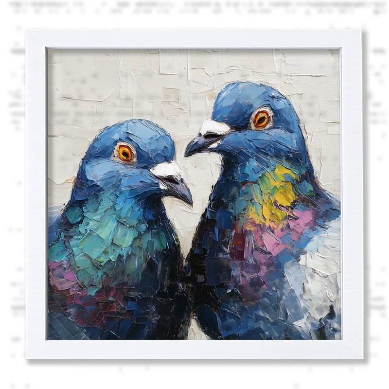 Animal Buddies - Posing Pigeons - Framed Art