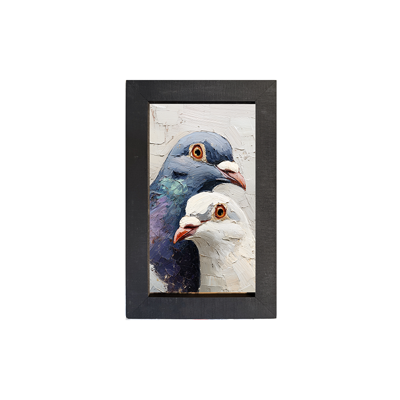 Animal Buddies - Curious Pigeons - Framed Art