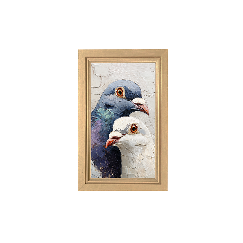 Animal Buddies - Curious Pigeons - Framed Art