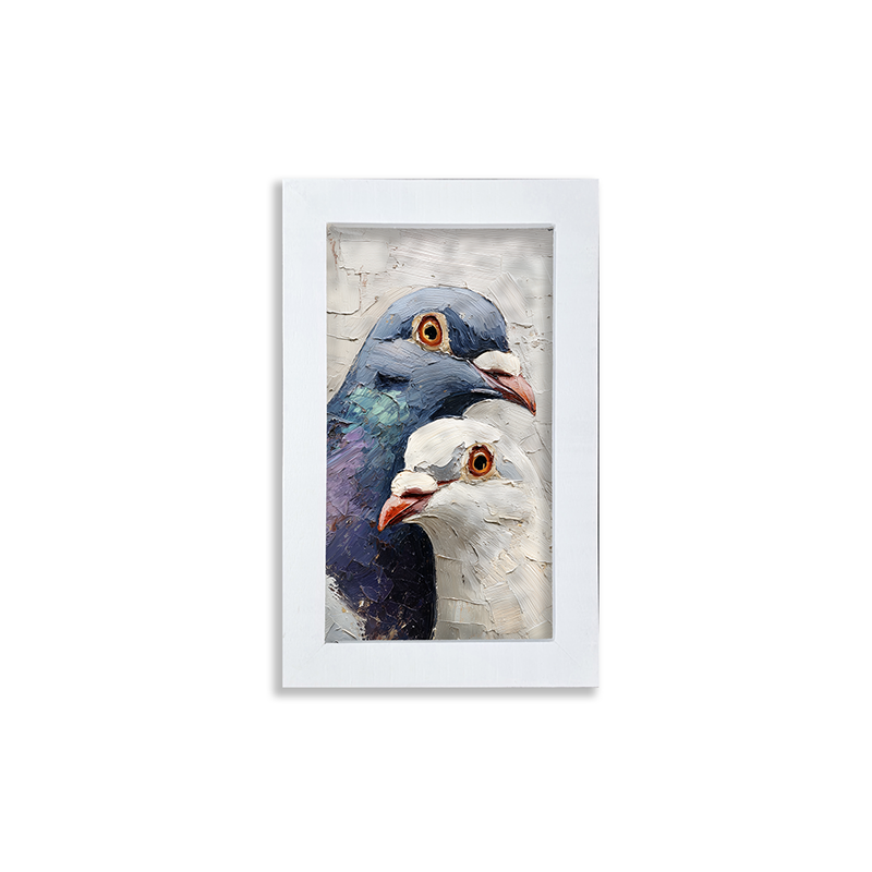 Animal Buddies - Curious Pigeons - Framed Art