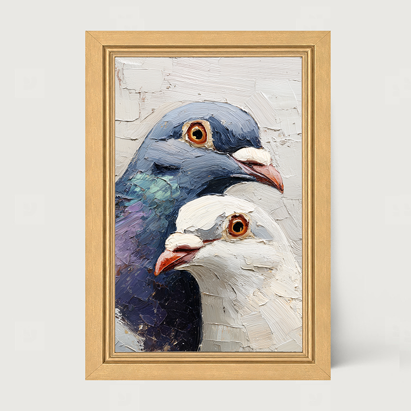 Animal Buddies - Curious Pigeons - Framed Art