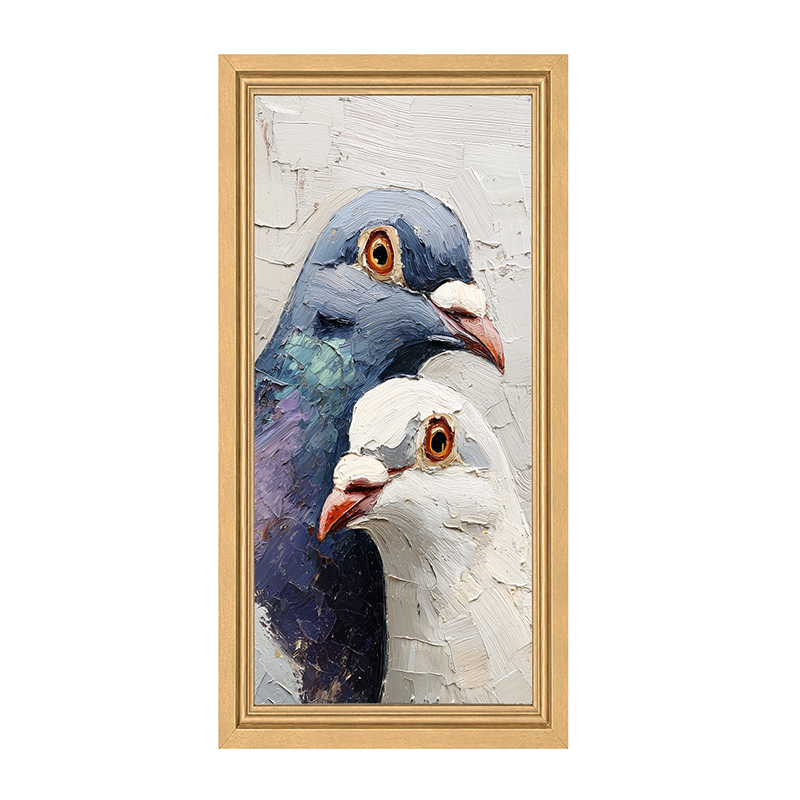 Animal Buddies - Curious Pigeons - Framed Art