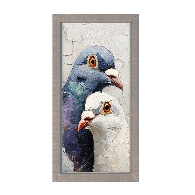 Animal Buddies - Curious Pigeons - Framed Art