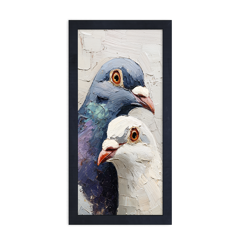 Animal Buddies - Curious Pigeons - Framed Art