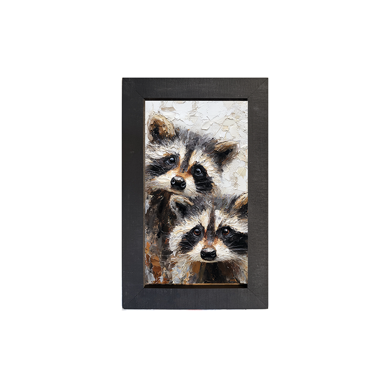 Animal Buddies - Curious Raccoons - Framed Art