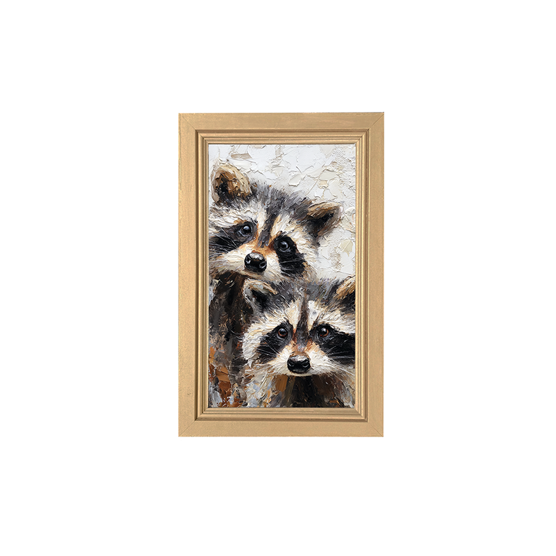 Animal Buddies - Curious Raccoons - Framed Art