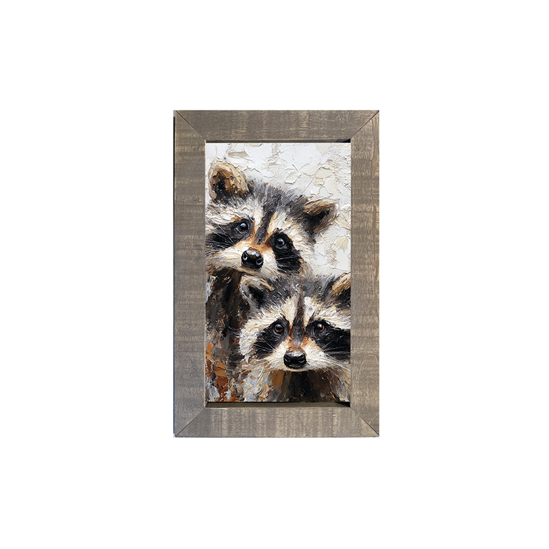 Animal Buddies - Curious Raccoons - Framed Art