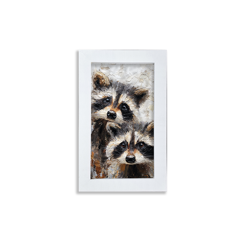 Animal Buddies - Curious Raccoons - Framed Art