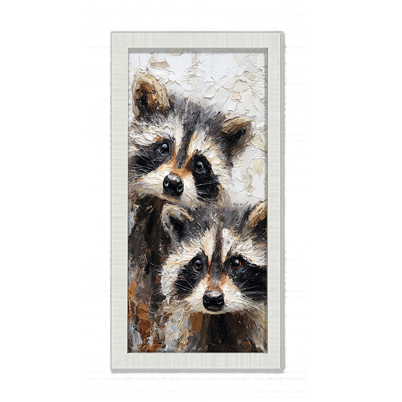 Animal Buddies - Curious Raccoons - Framed Art
