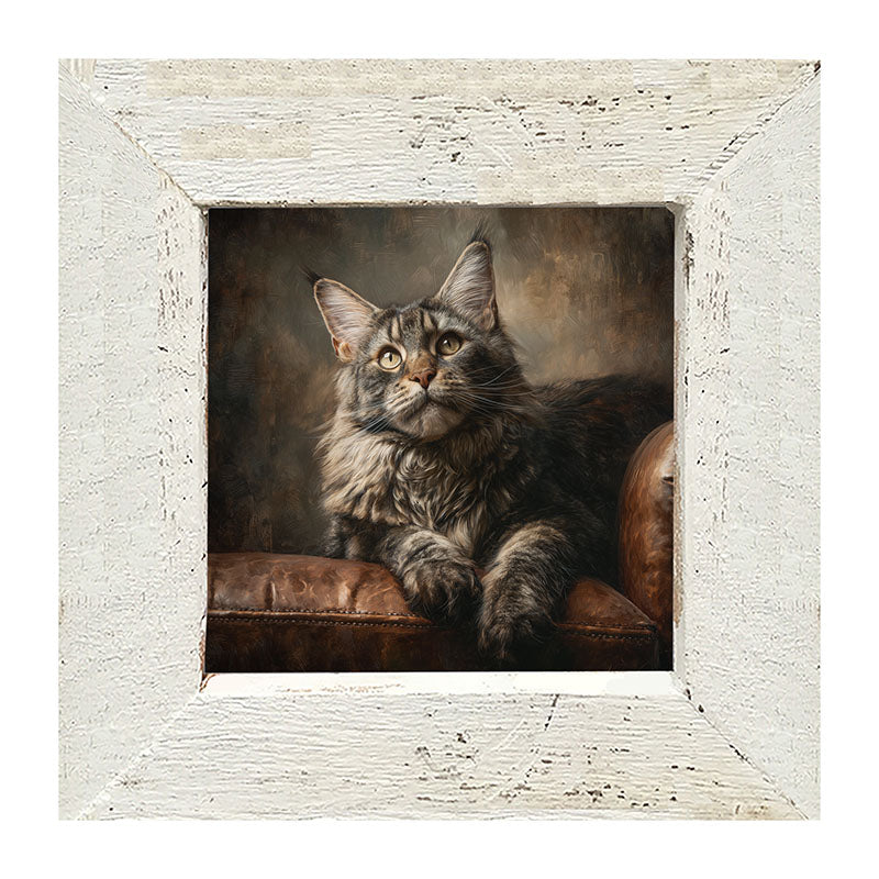 Armchair with Maine Coon Cat - Framed Art