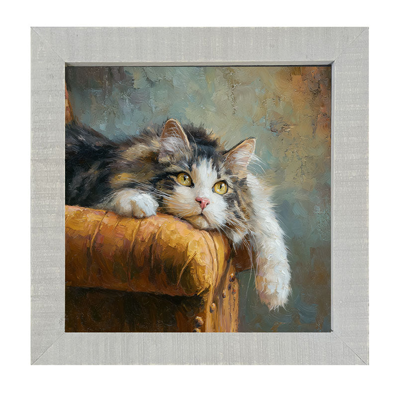 Armchair with Lounging Cat - Framed Art