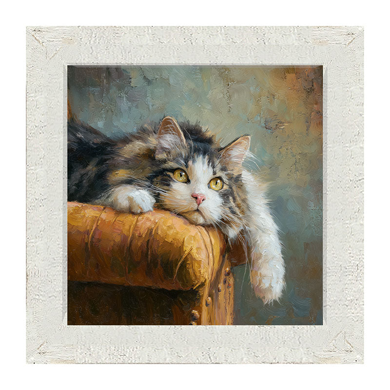 Armchair with Lounging Cat - Framed Art