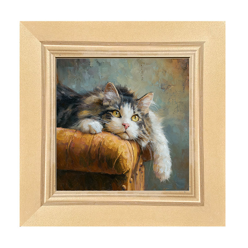 Armchair with Lounging Cat - Framed Art